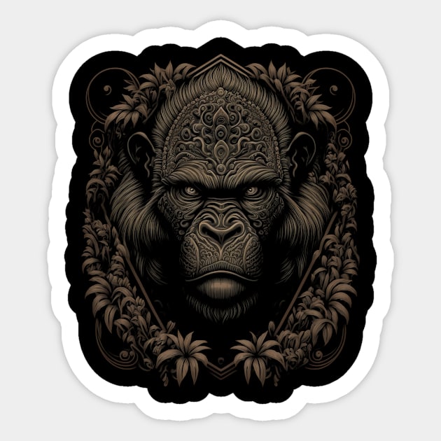 Gorilla decorated with Javanese ornaments Sticker by gblackid